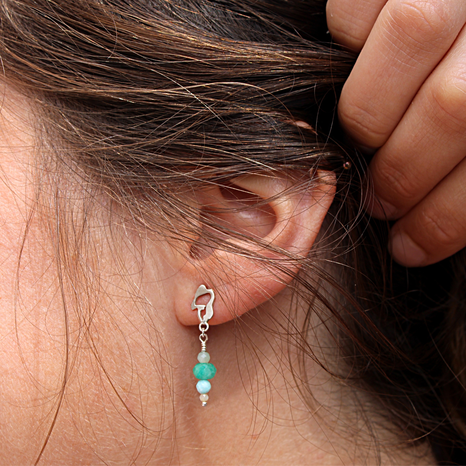 Kajika Roli Lumi boucles argent perles bleues