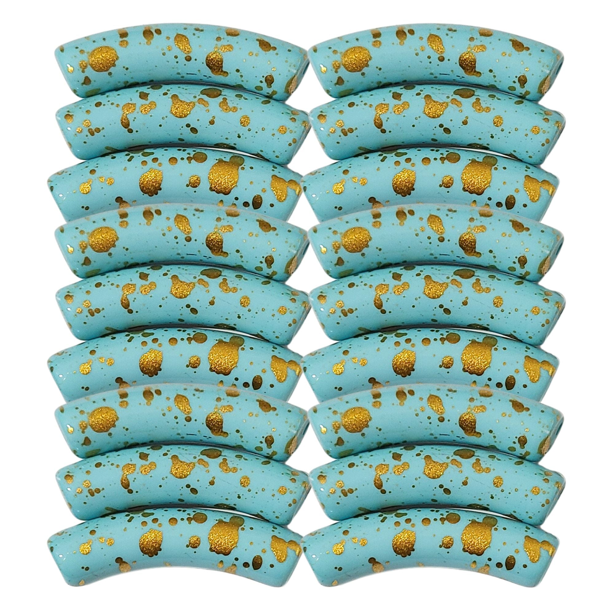 ARTSHOP Tubes 214 perles tubes graffiti turquoise 8 mm x6