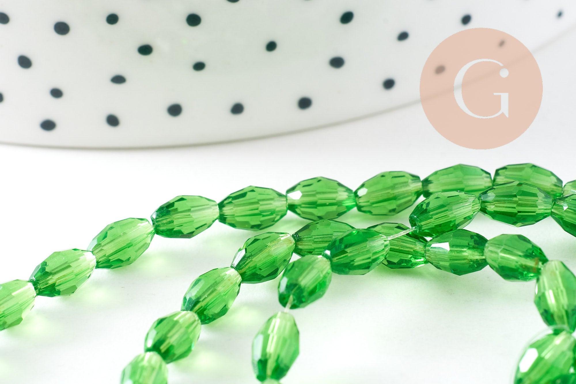 Gingerlily Perles G10600 perles verre vert clair 6x4mm fil 38cm