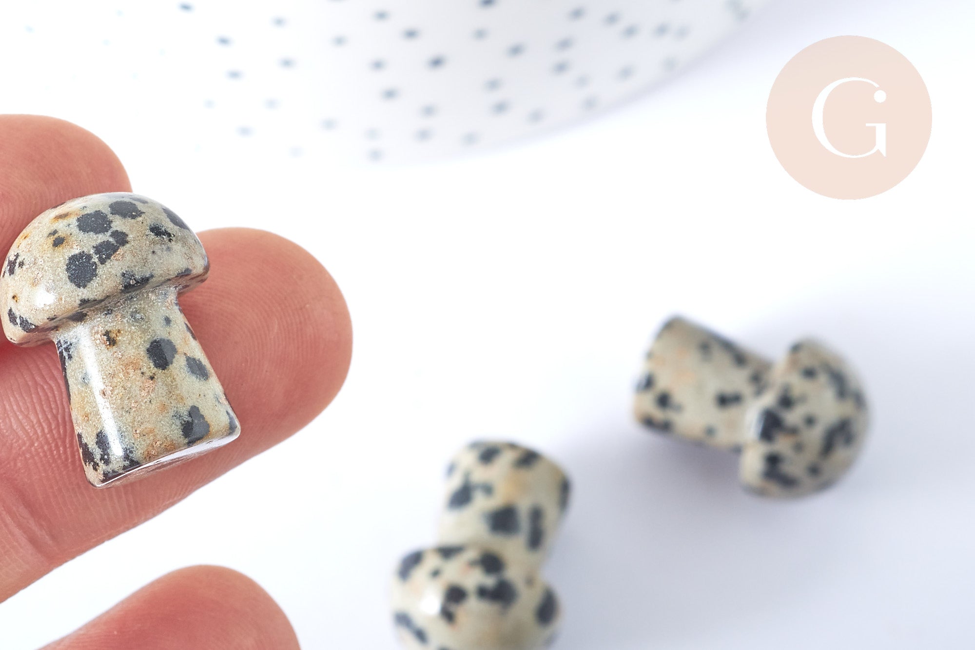 Gingerlily Pierre champignon jaspe dalmatien 20mm x1