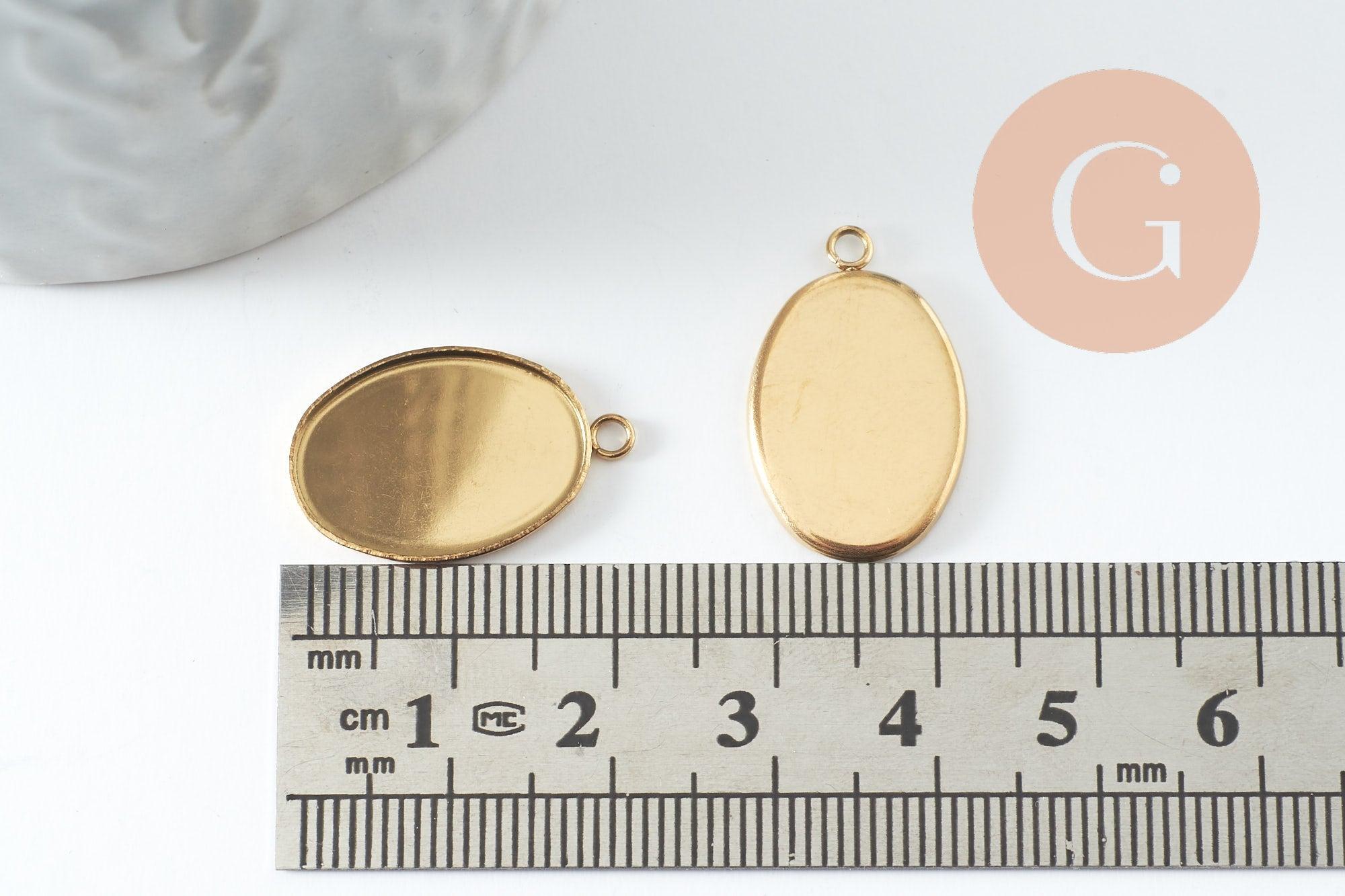 Gingerlily Pendentif médaille ovale 18x13mm doré x2 G9815