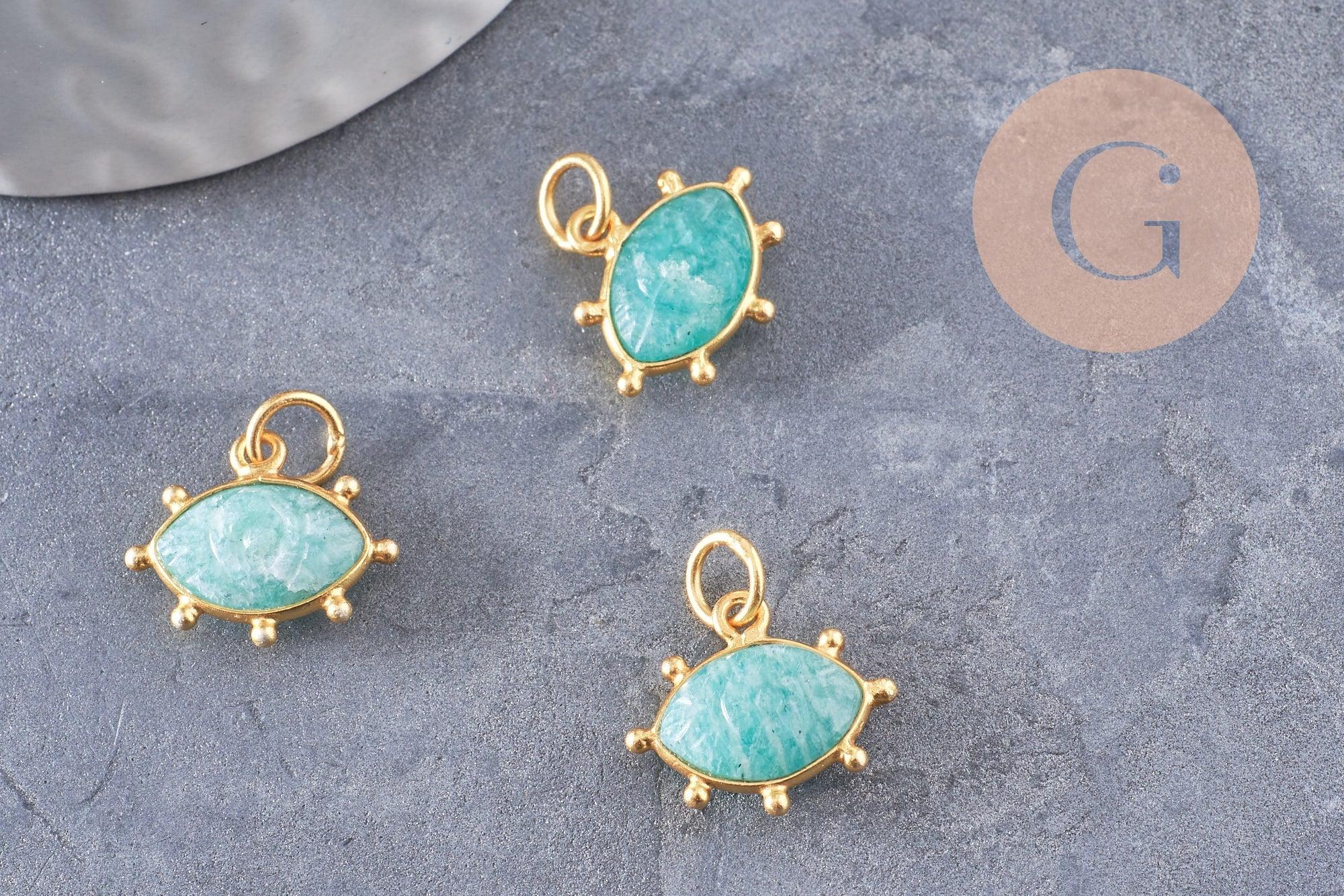 Gingerlily Pendentifs G9871 pendentif œil amazonite doré 15mm x1