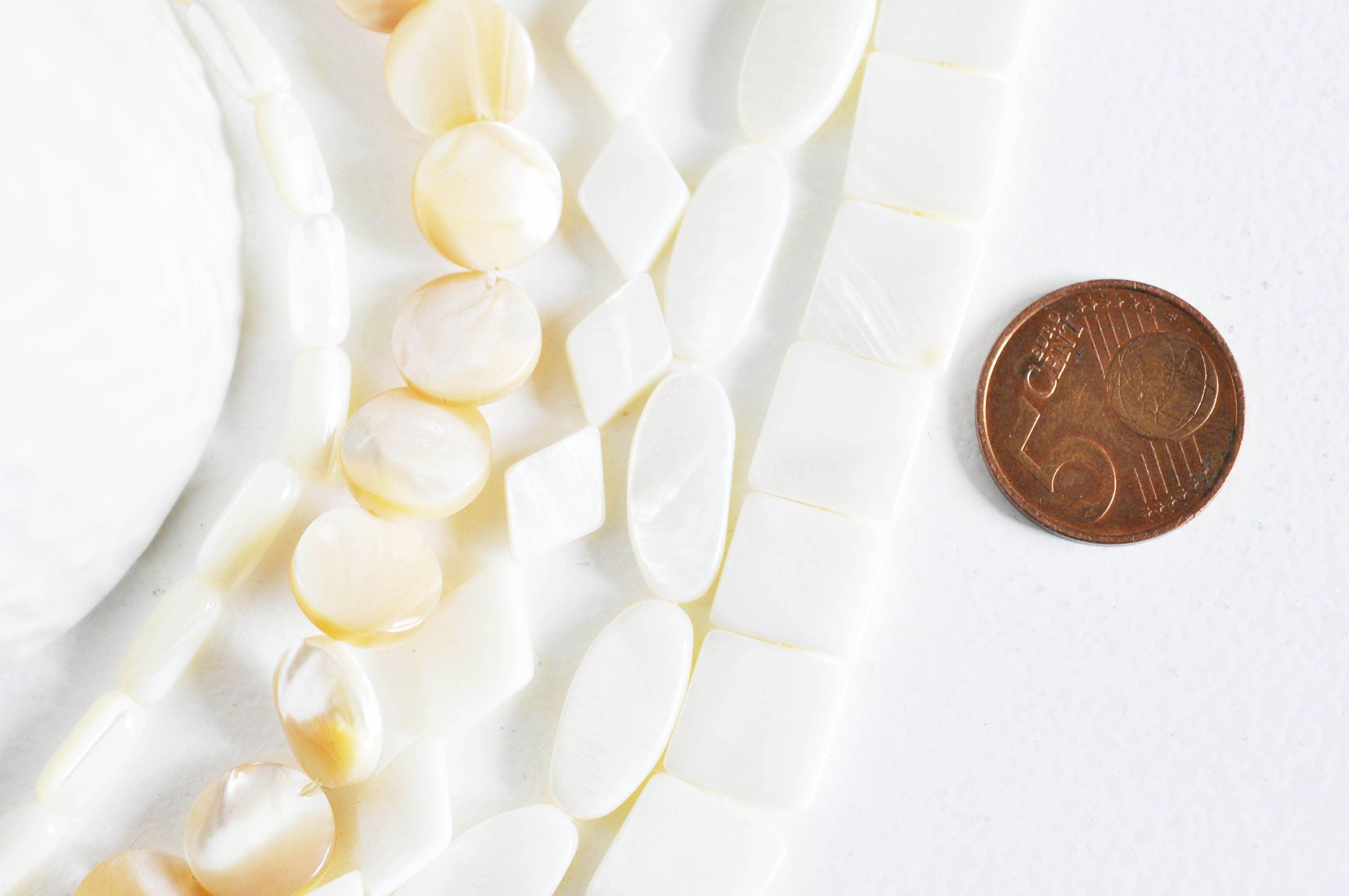 Gingerlily G1629 perles nacre blanche ovale 14 mm x5
