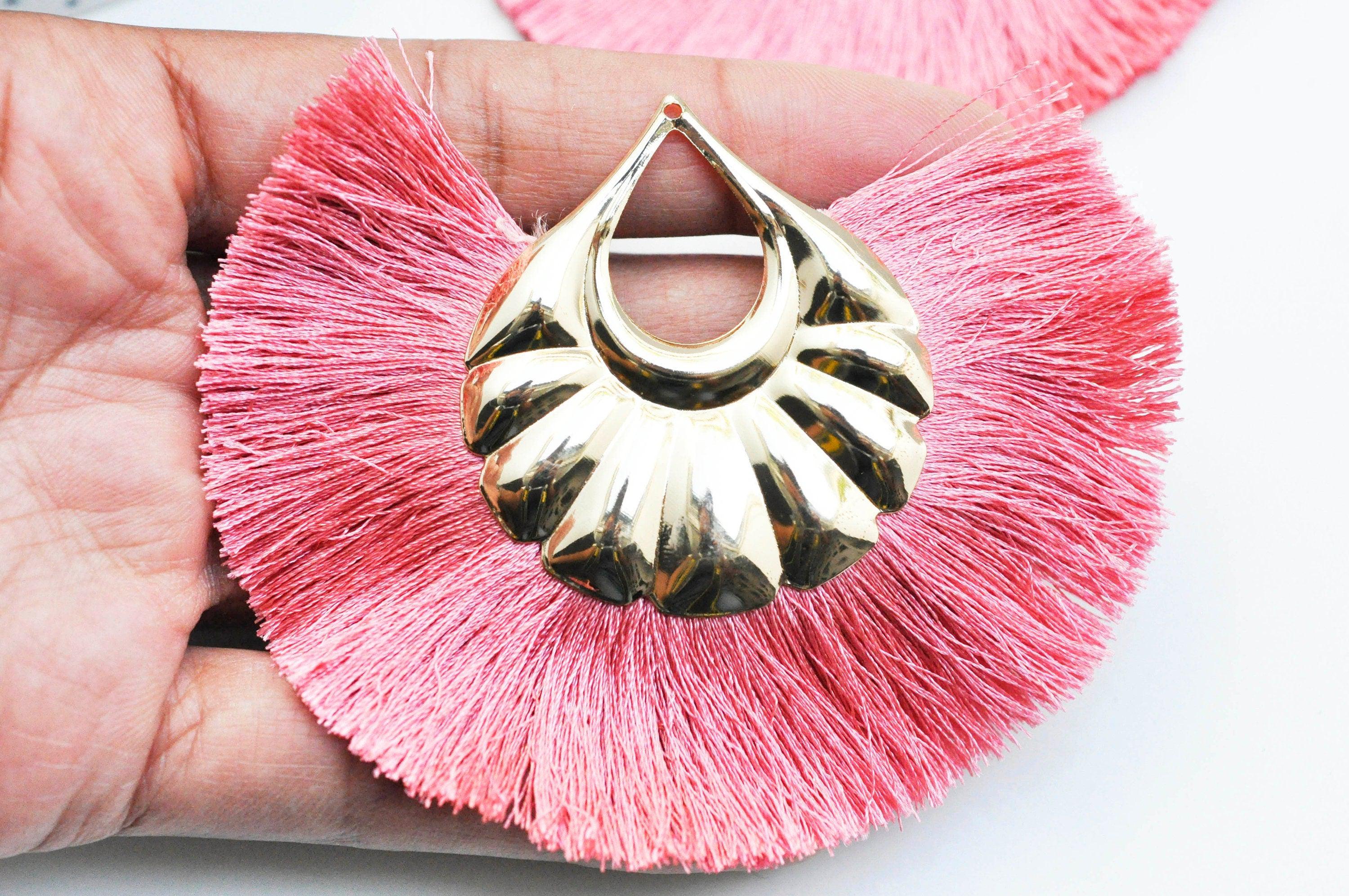 Gingerlily G4536 lot 2 pendentifs pompon rose doré 90mm