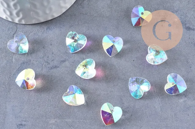 Gingerlily Pendentifs G10413 cœur cristal transparent 14mm x10