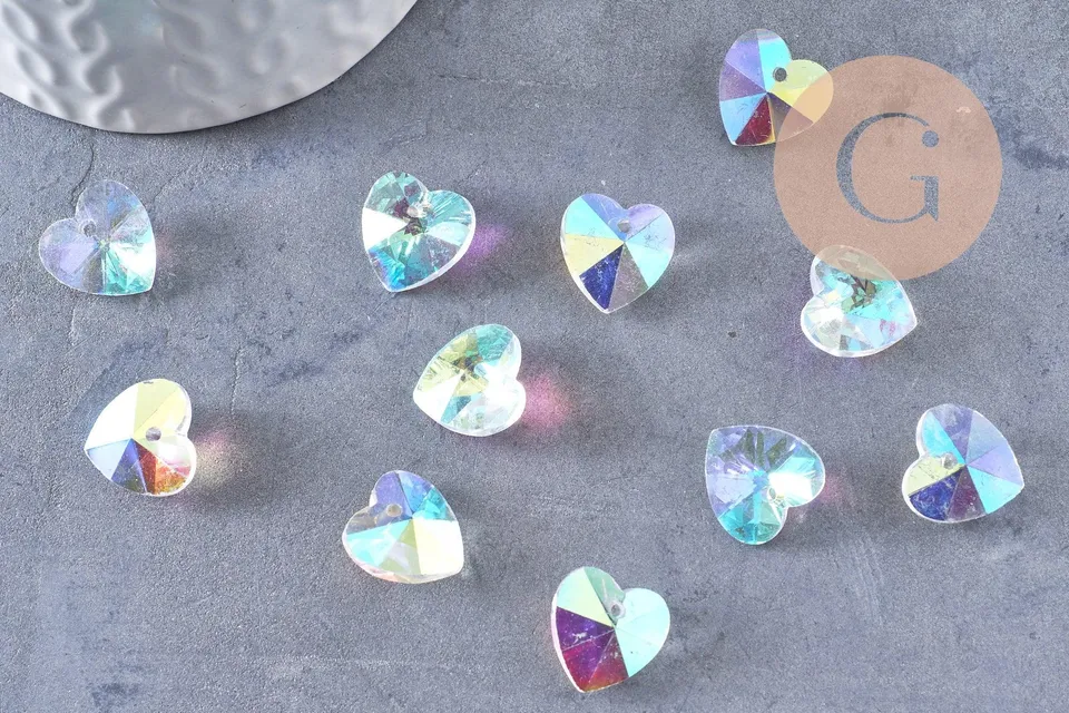 Gingerlily Pendentifs G10413 cœur cristal transparent 14mm x10