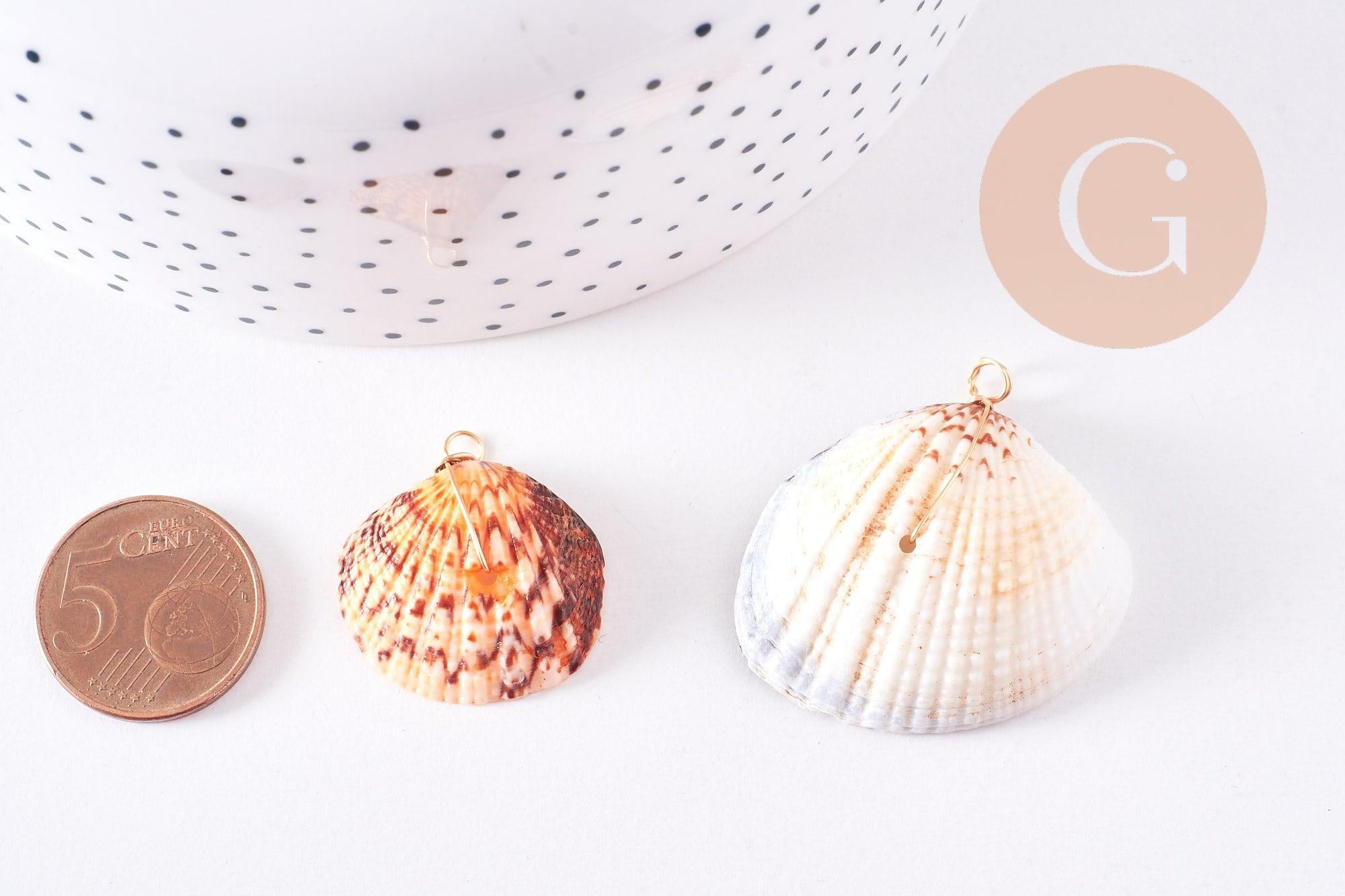 Gingerlily G10707 pendentif coquillage blanc fil cuivre 27-36 mm