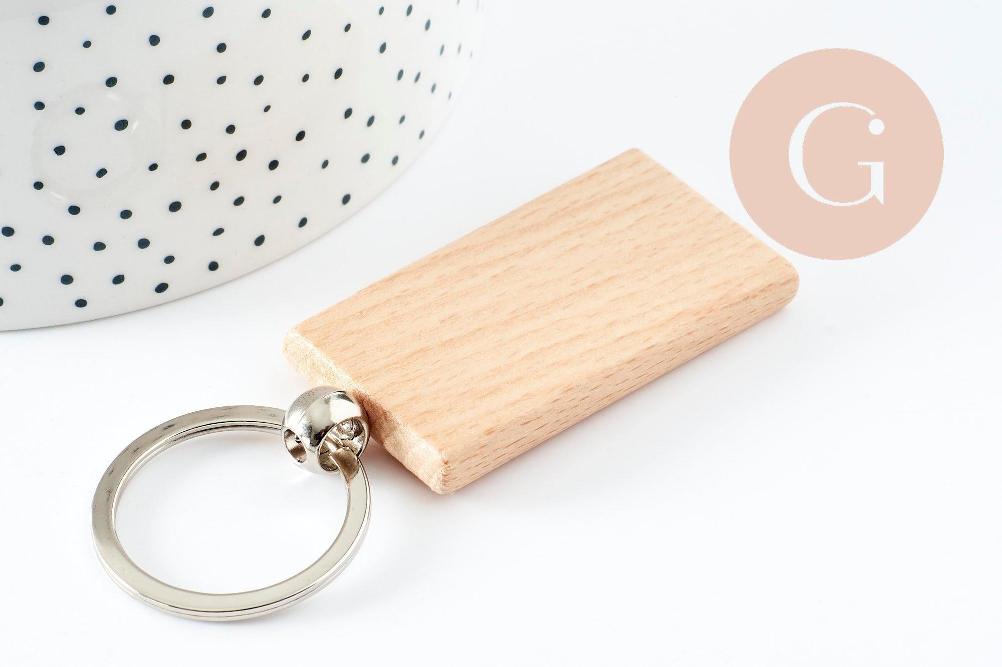Gingerlily Porte-clé rectangle bois personnalisable 63,5mm x1