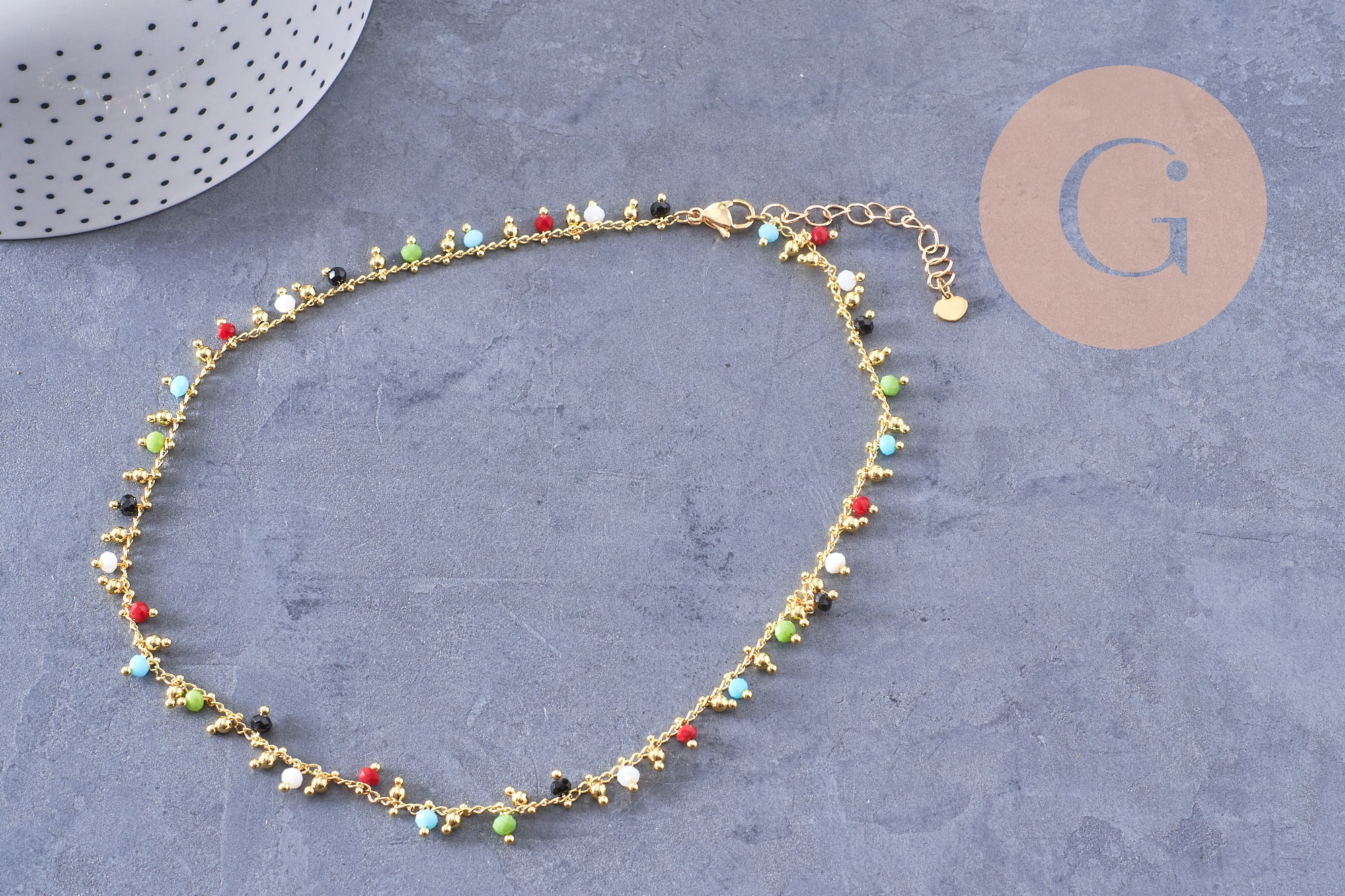 Gingerlily Chaînes pour bijoux DIY G3963 chaîne rocaille dorée 18K 40,5cm