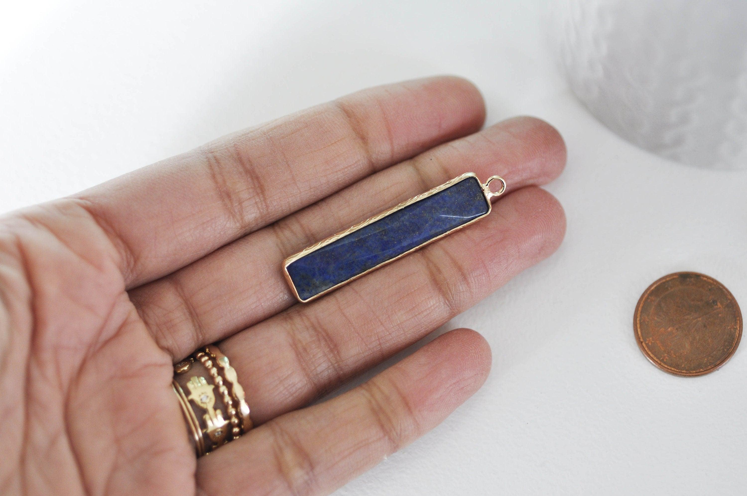 Gingerlily Pendentif rectangle lapis lazuli pendentif 46,5mm doré