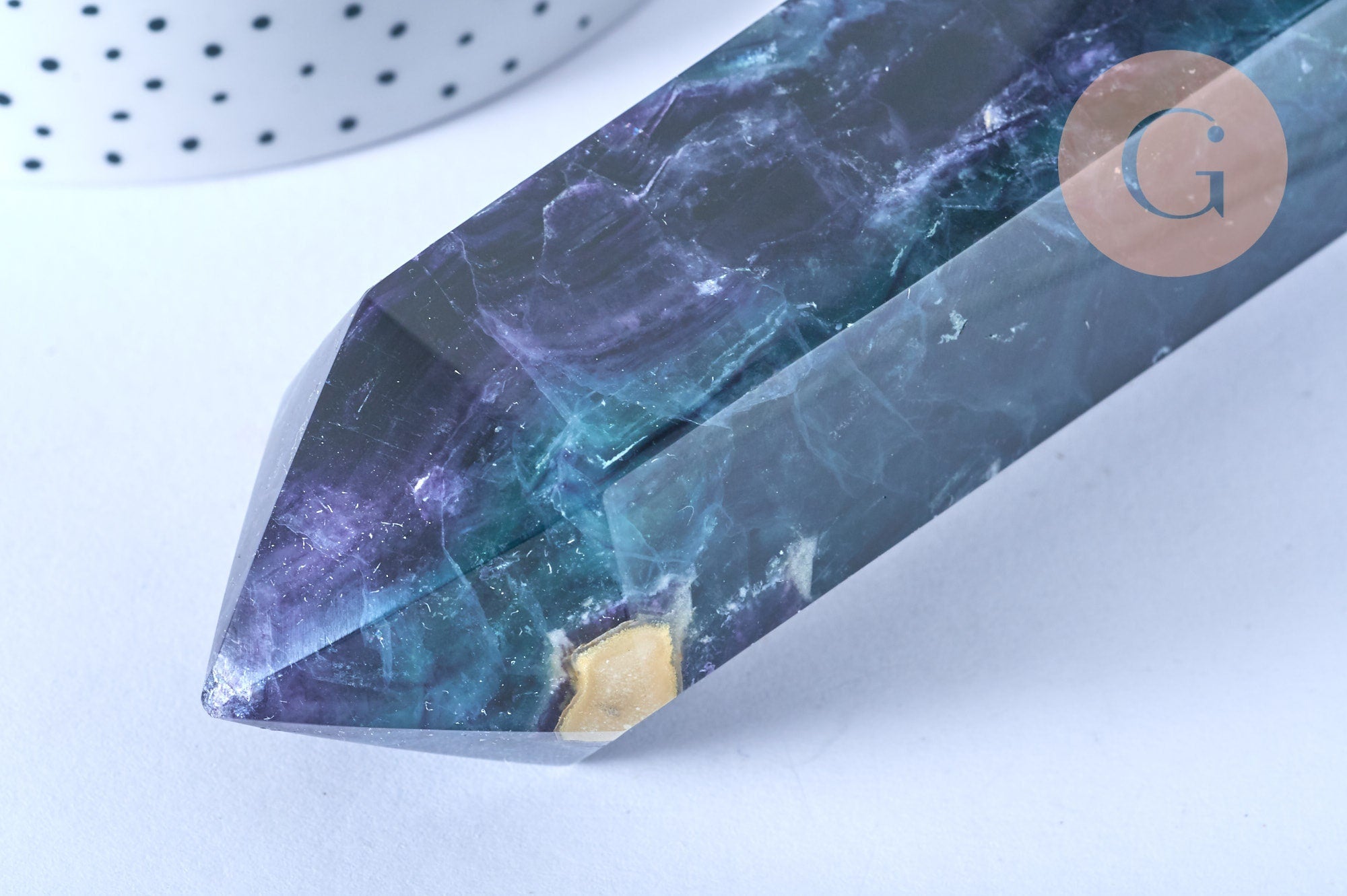 Gingerlily Pierres Pointe fluorite G5767 naturelle 16,5cm pièce