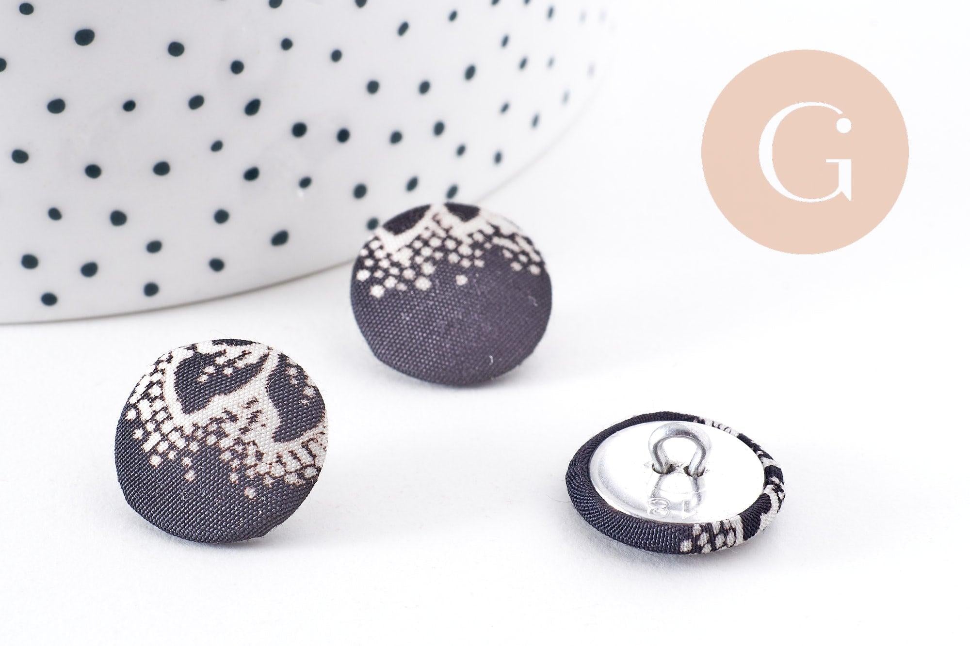 Gingerlily G10149 bouton ancien noir blanc 16mm x1