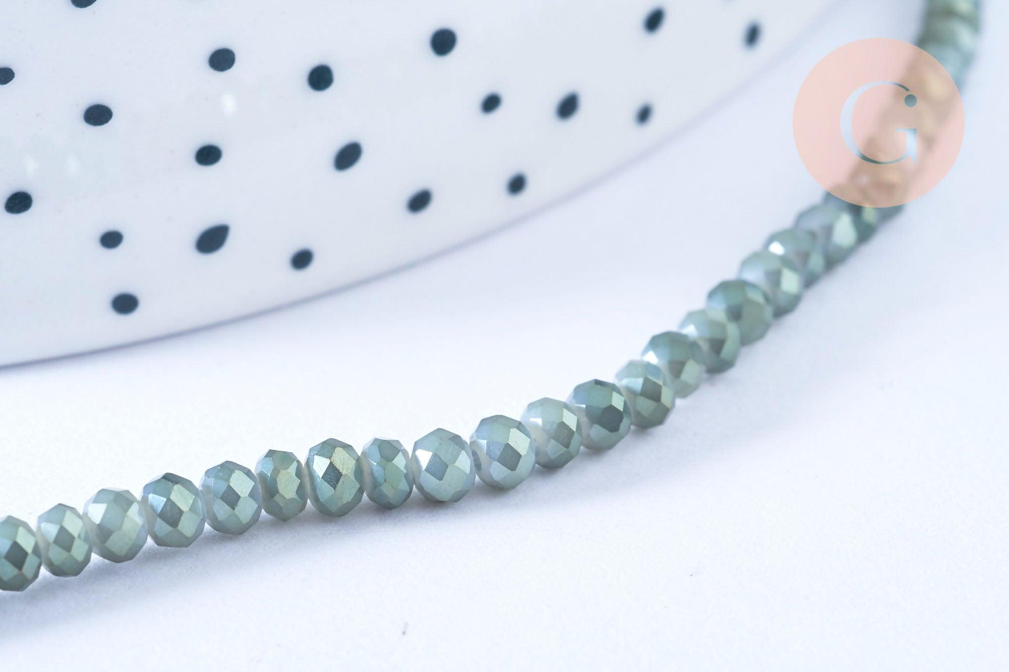 Gingerlily Toupies G6753 perles cristal vert irisé 3,5mm fil