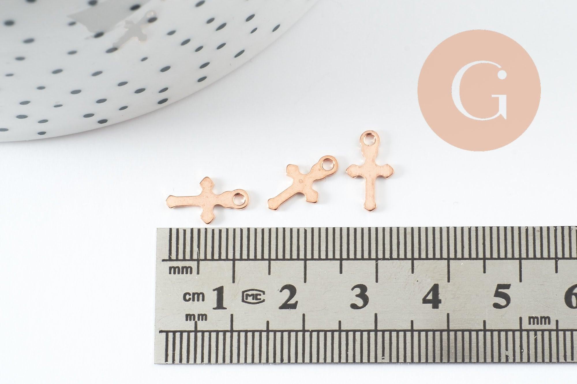 Gingerlily Pendentifs croix acier or rose 16.5mm x2