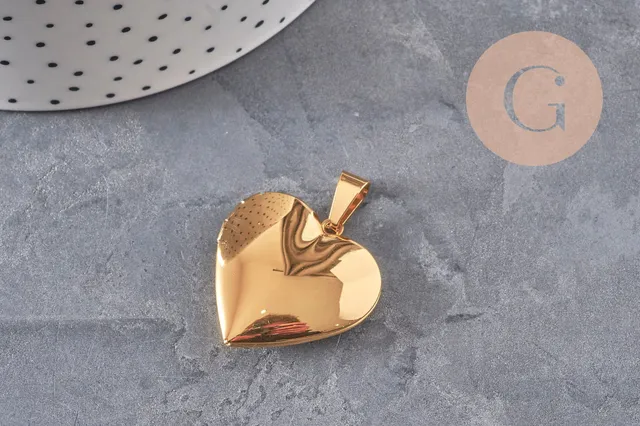 Gingerlily Perles locket coeur acier doré 21mm G11139