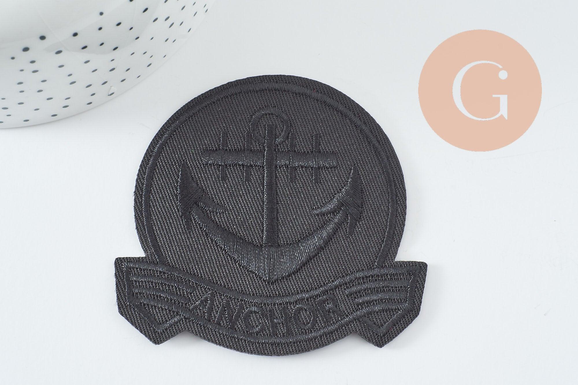 Gingerlily écusson brodé ancre marine patch thermocollant 72mm x1