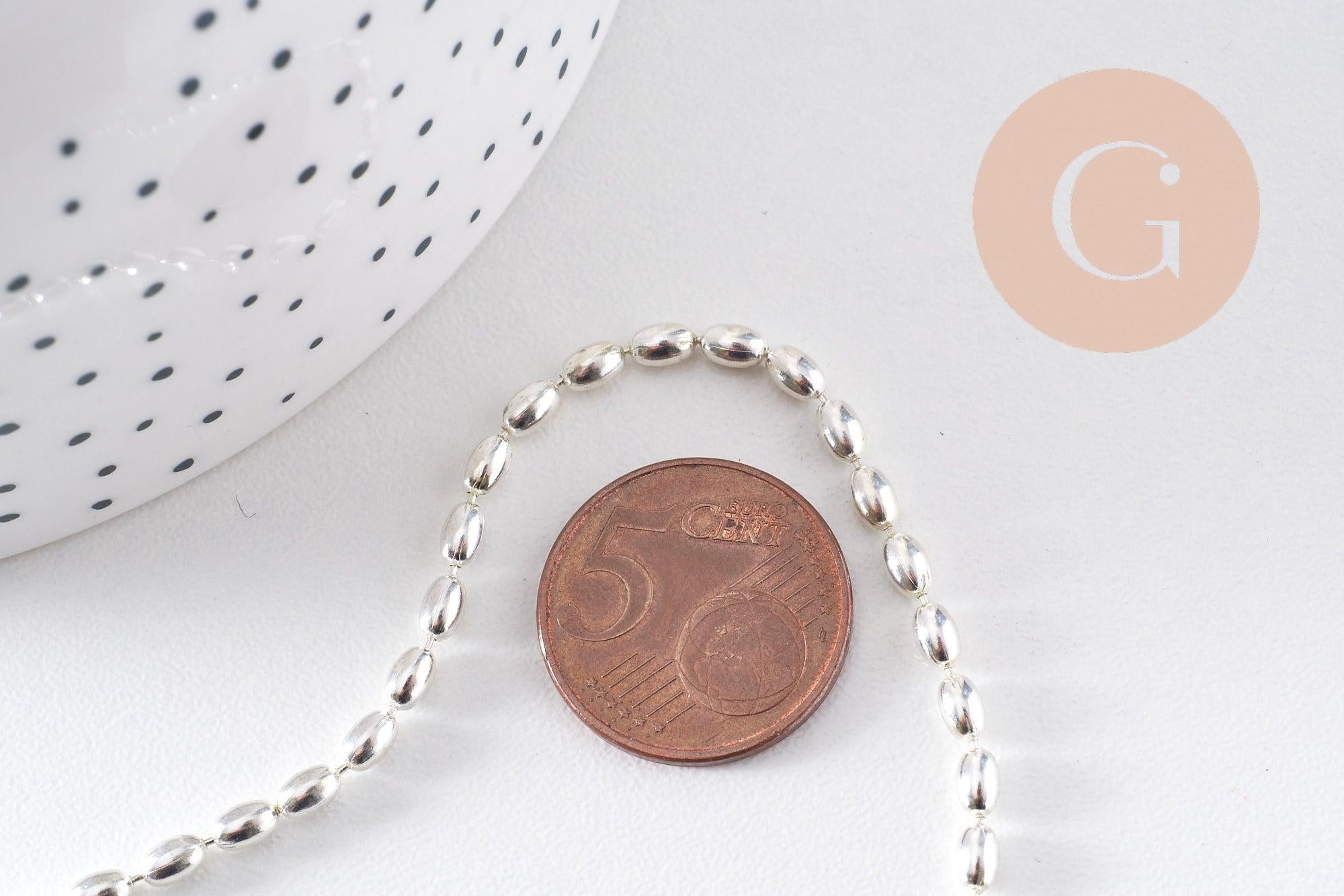 Gingerlily Chaîne boule ovale laiton platine 4.6mm 1m