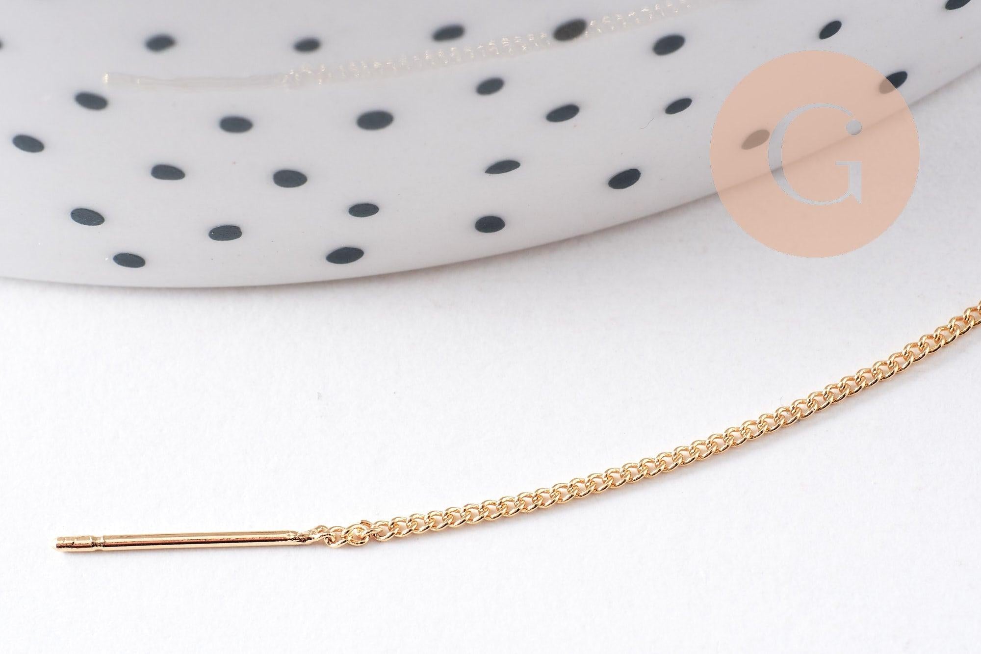 Gingerlily Apprêts G10299 support boucles tige chaîne doré 85mm x2