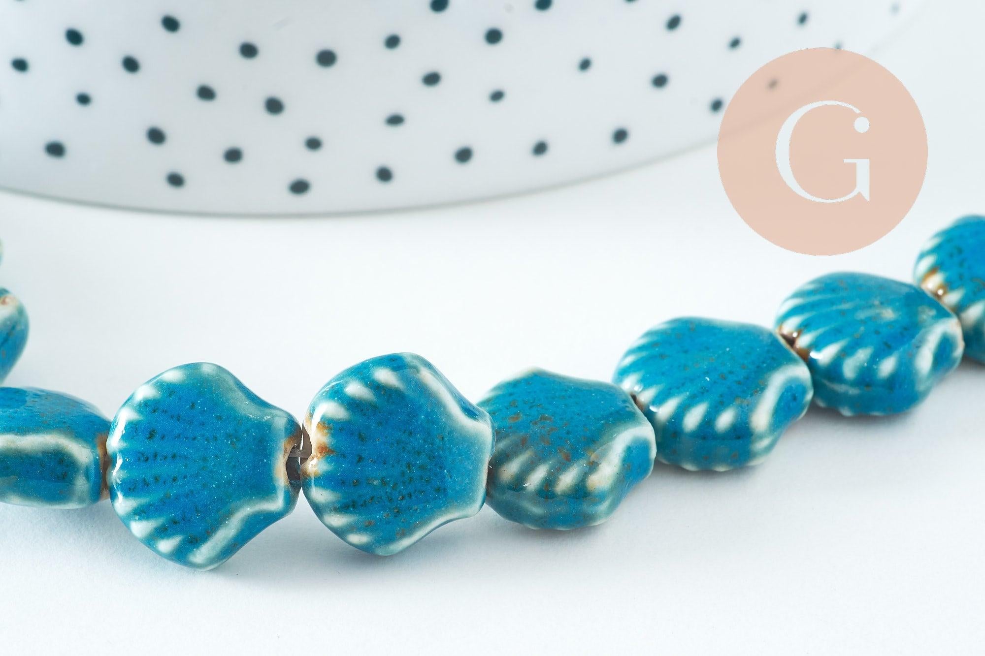 Gingerlily Perles G10733 perles coquillage porcelaine fil 30 cm