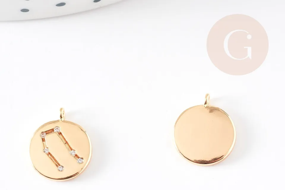 Gingerlily Pendentifs Gémeau G3585 médaille dorée 13mm