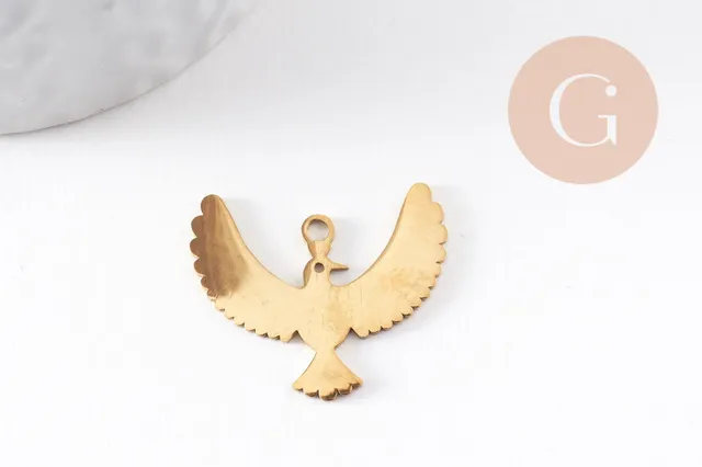 Gingerlily Pendentifs oiseau G9942 pendentif acier doré 25,5mm