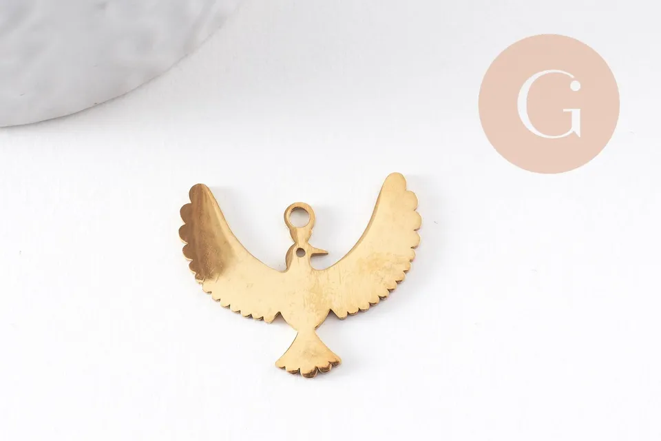 Gingerlily Pendentifs oiseau G9942 pendentif acier doré 25,5mm