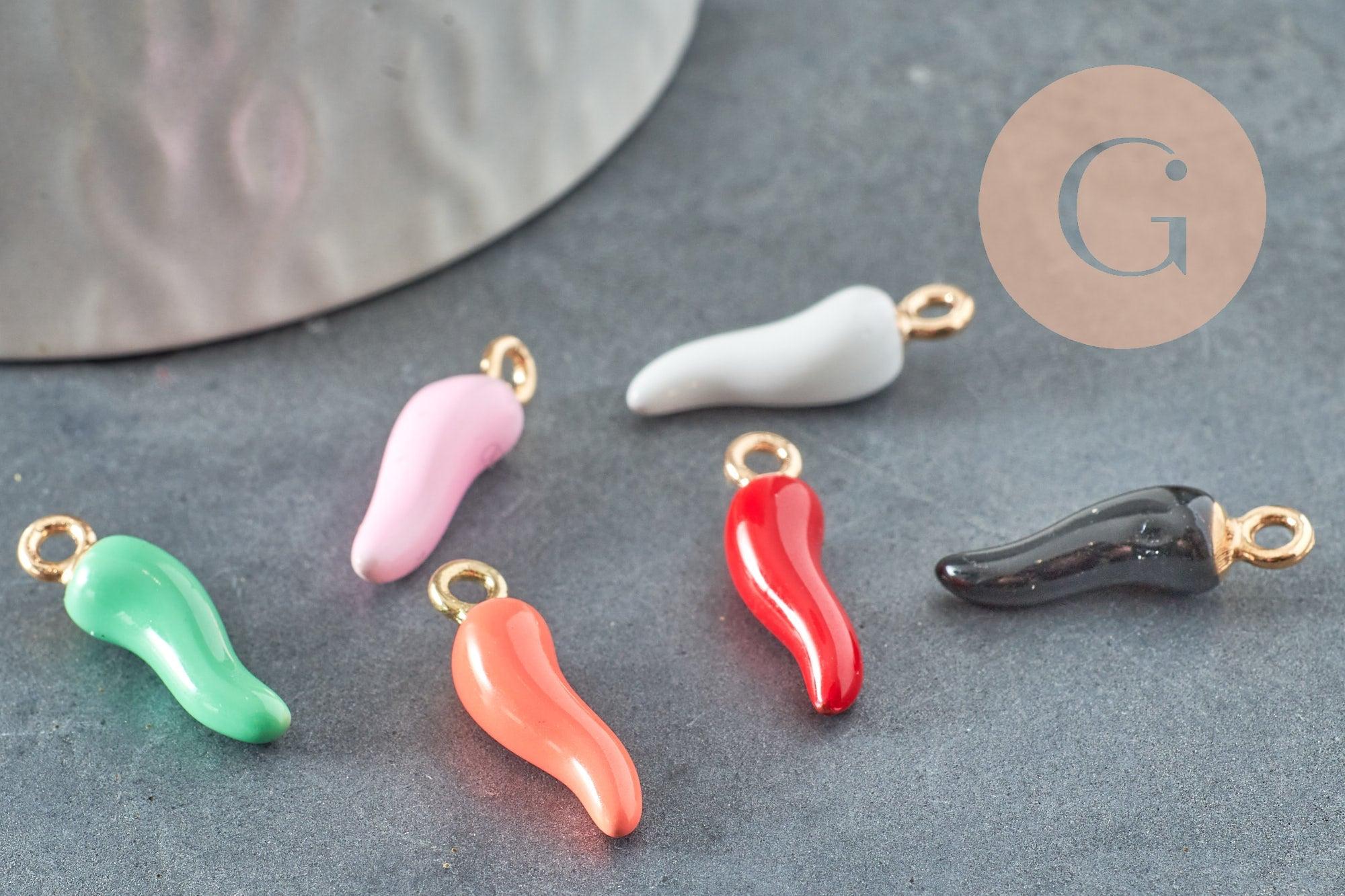 Gingerlily Pendentifs G9530 piment doré émail multicolore 15mm x5
