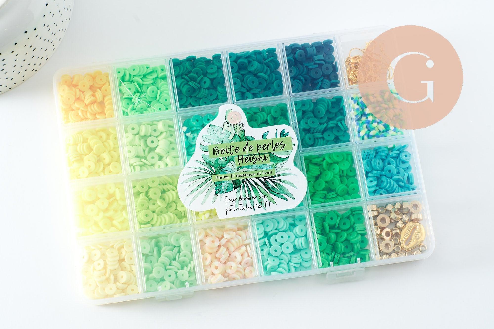 Gingerlily kit heishi G9764 coffret bijoux vert jaune sans pinces