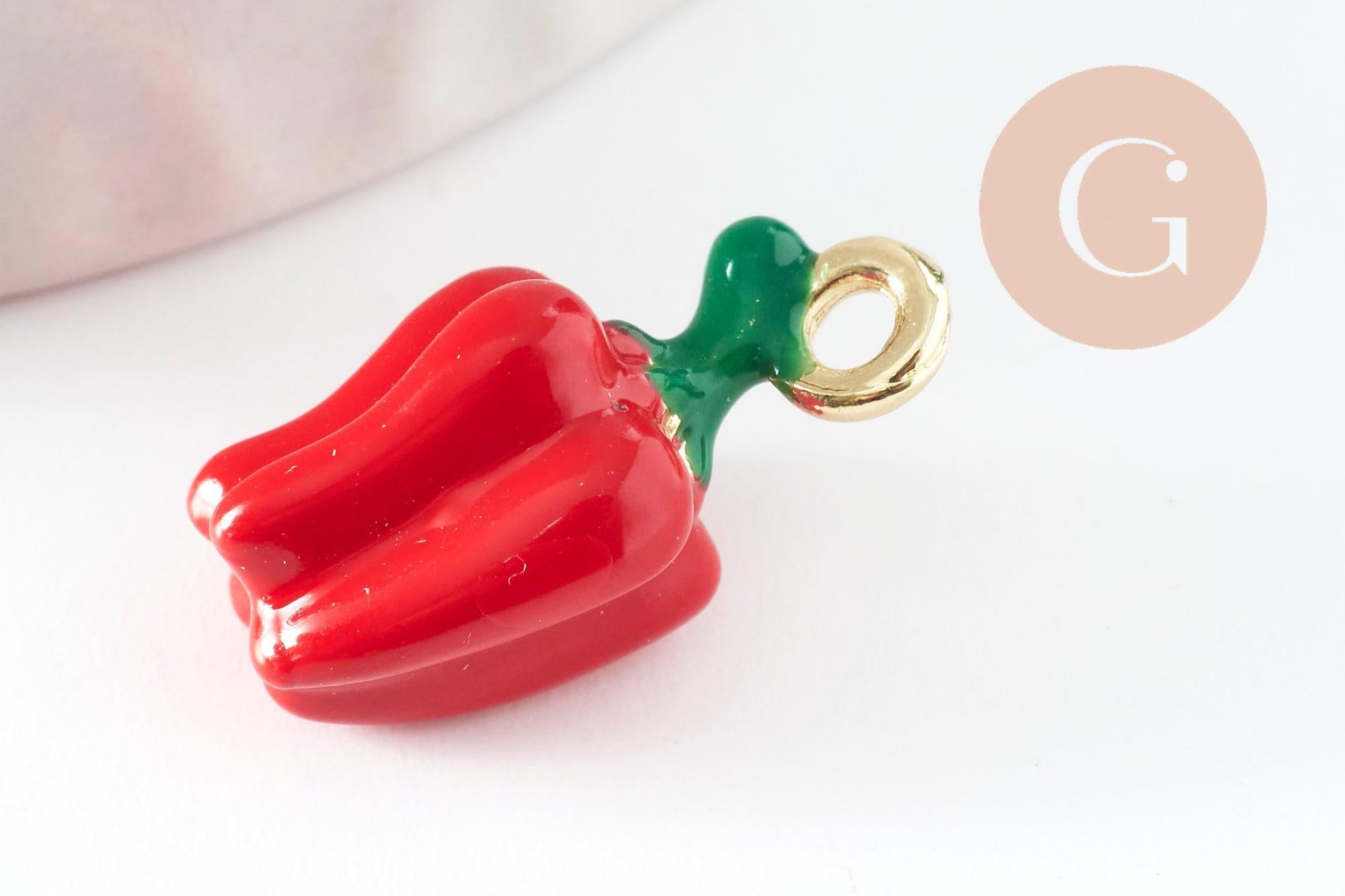Gingerlily Poivron G9501 breloque émail rouge 18mm x1