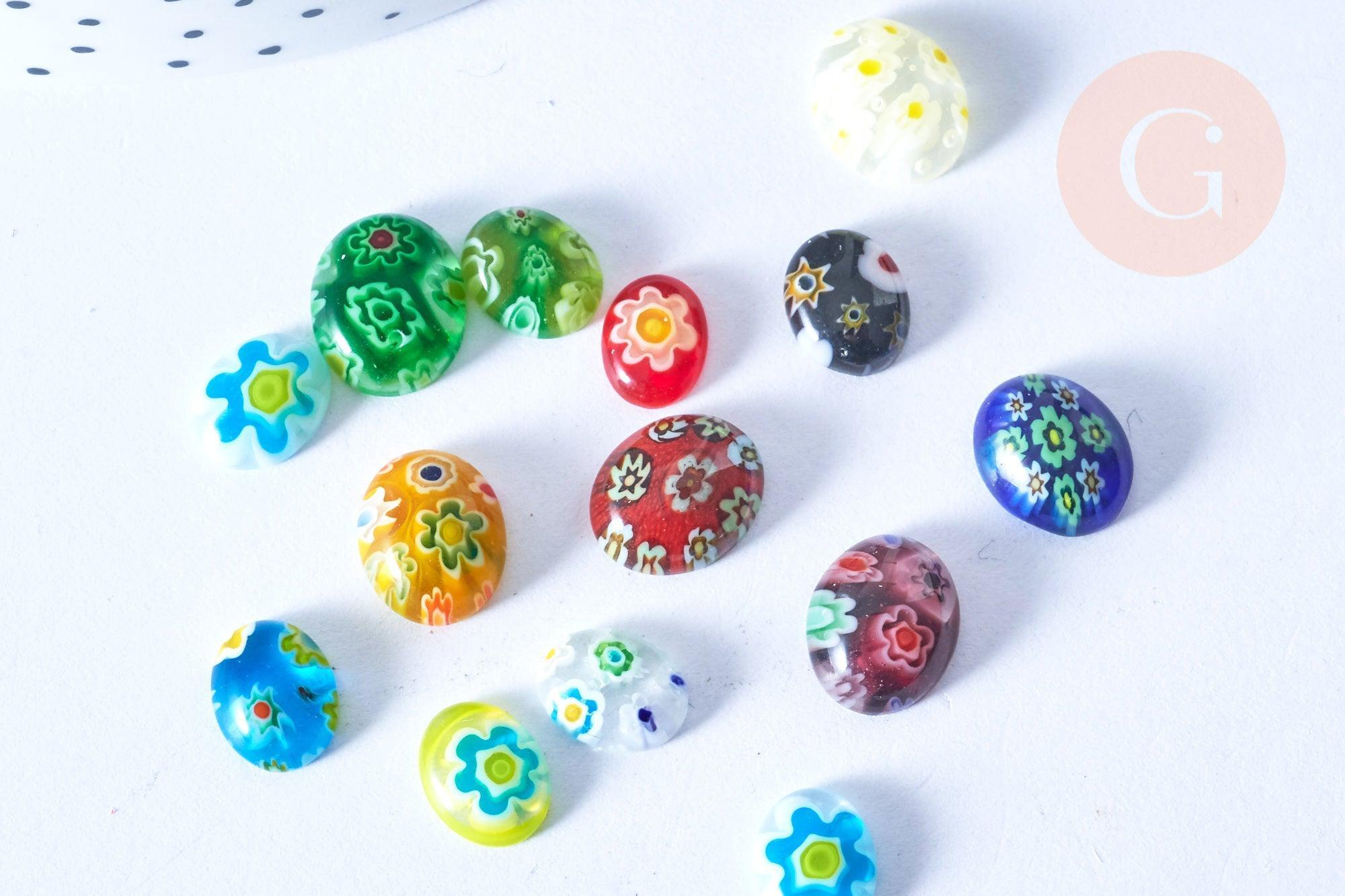Gingerlily Cabochons ovales millefiori G8733 10-14mm x10