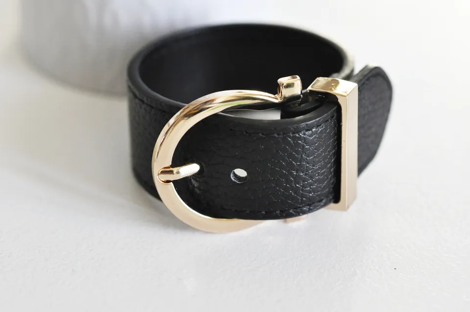Gingerlily bracelet cuir noir boucle dorée G4790 x1