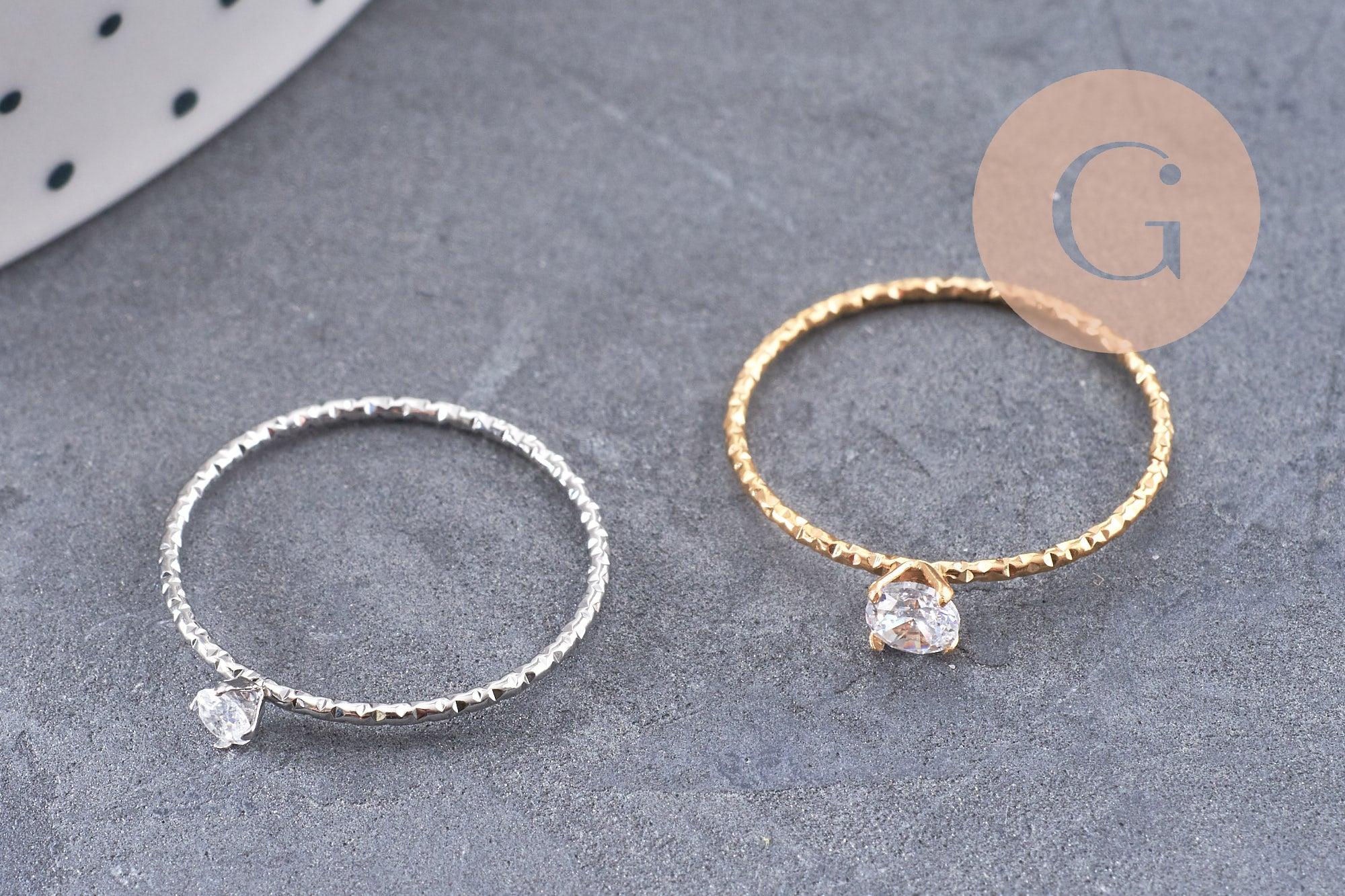 Gingerlily Perles G10361 bague solitaire zircon dorée taille 54 x1