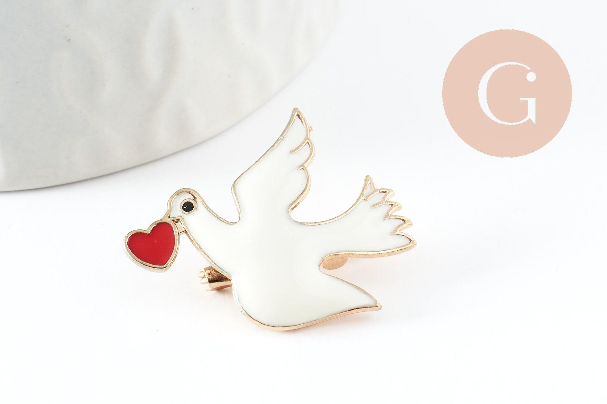 Gingerlily Broches et pin's Broche colombe G9460 doré 29mm x1