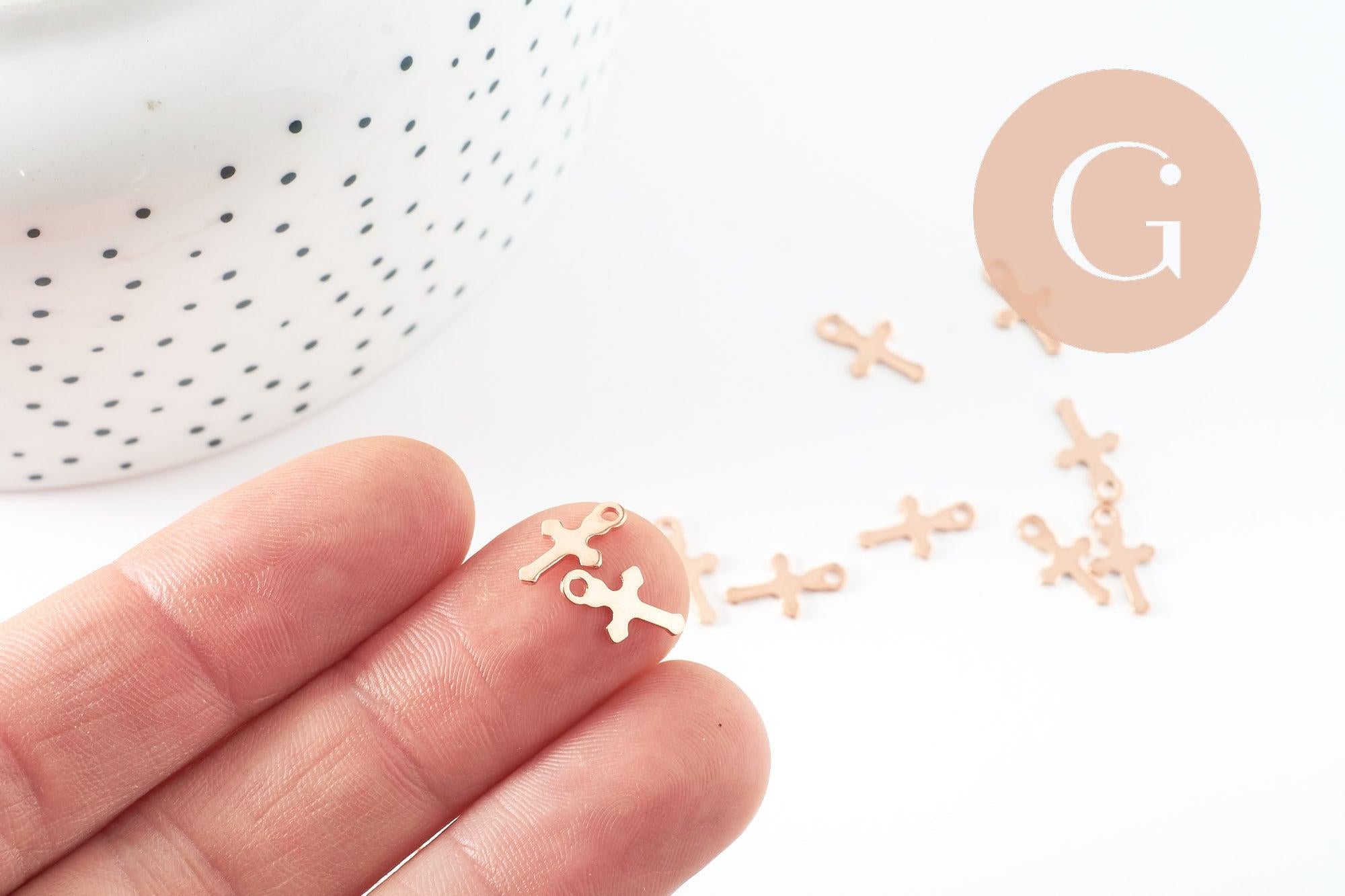 Gingerlily Pendentifs croix acier or rose 16.5mm x2