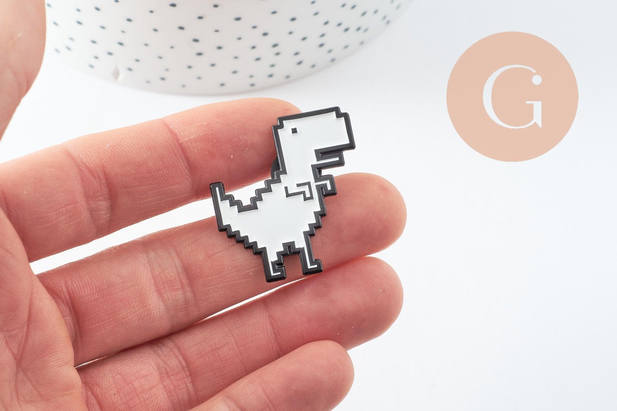 Gingerlily Broches pin's G9741 pin's dinosaure pixel doré 33mm