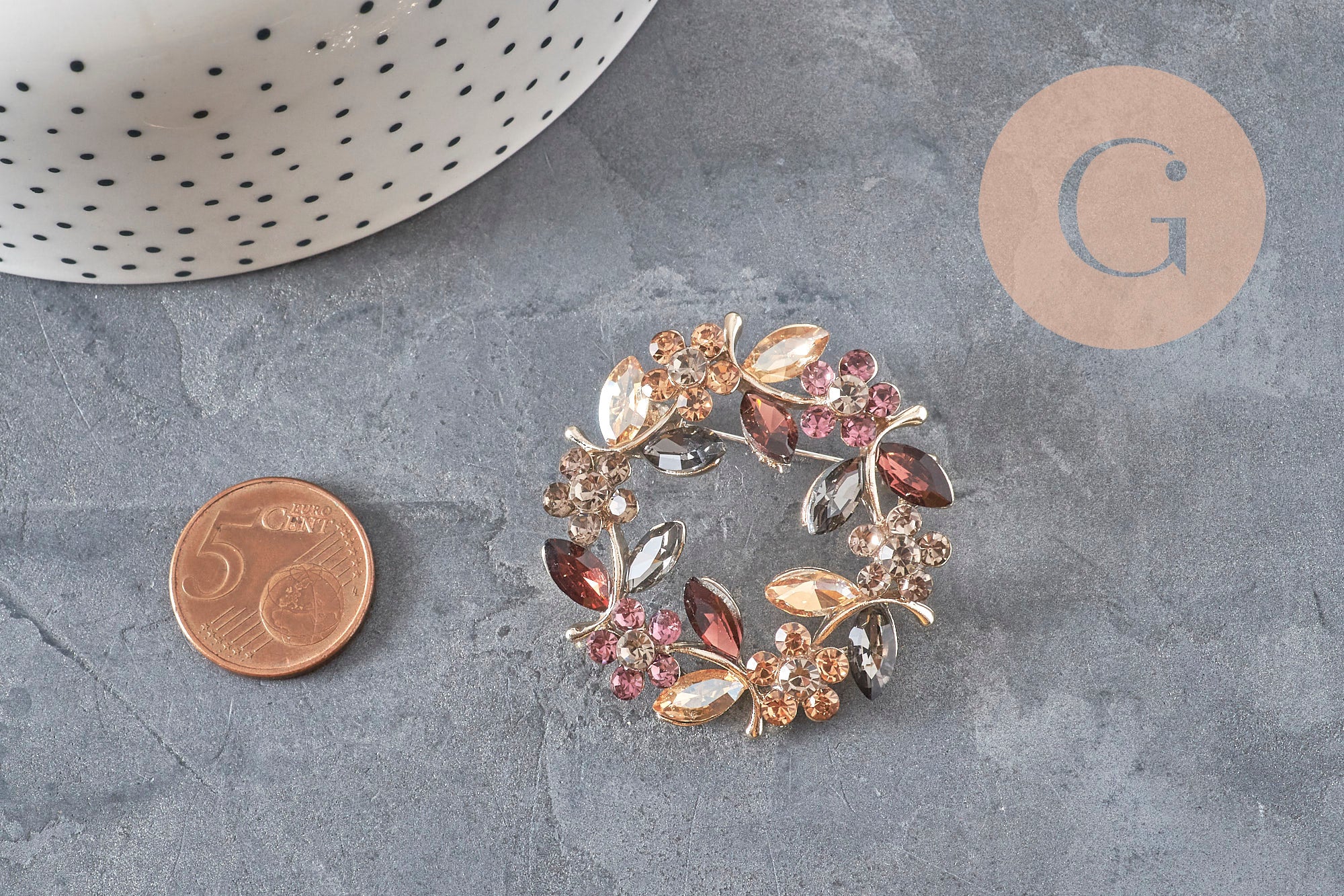 Gingerlily G11256 broche fleur zircons multicolore 41 mm