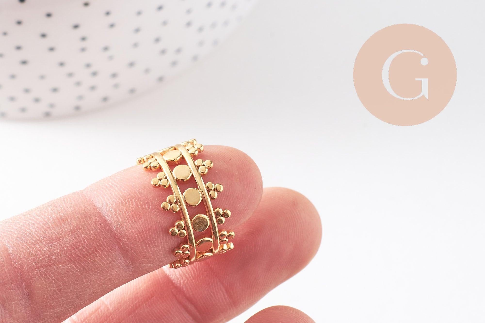 Gingerlily Bague réglable acier doré dentelle T54 x1