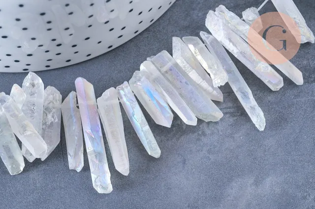 Gingerlily Perles cristal de roche irisé 20-50mm lot 10