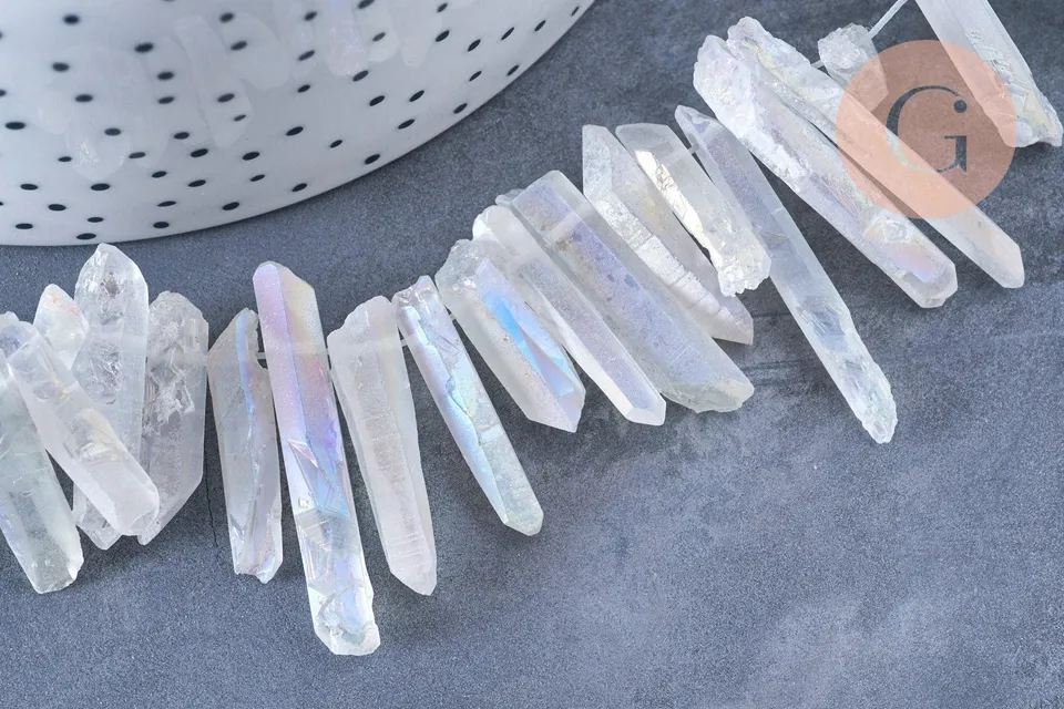 Gingerlily Perles cristal de roche irisé 20-50mm lot 10
