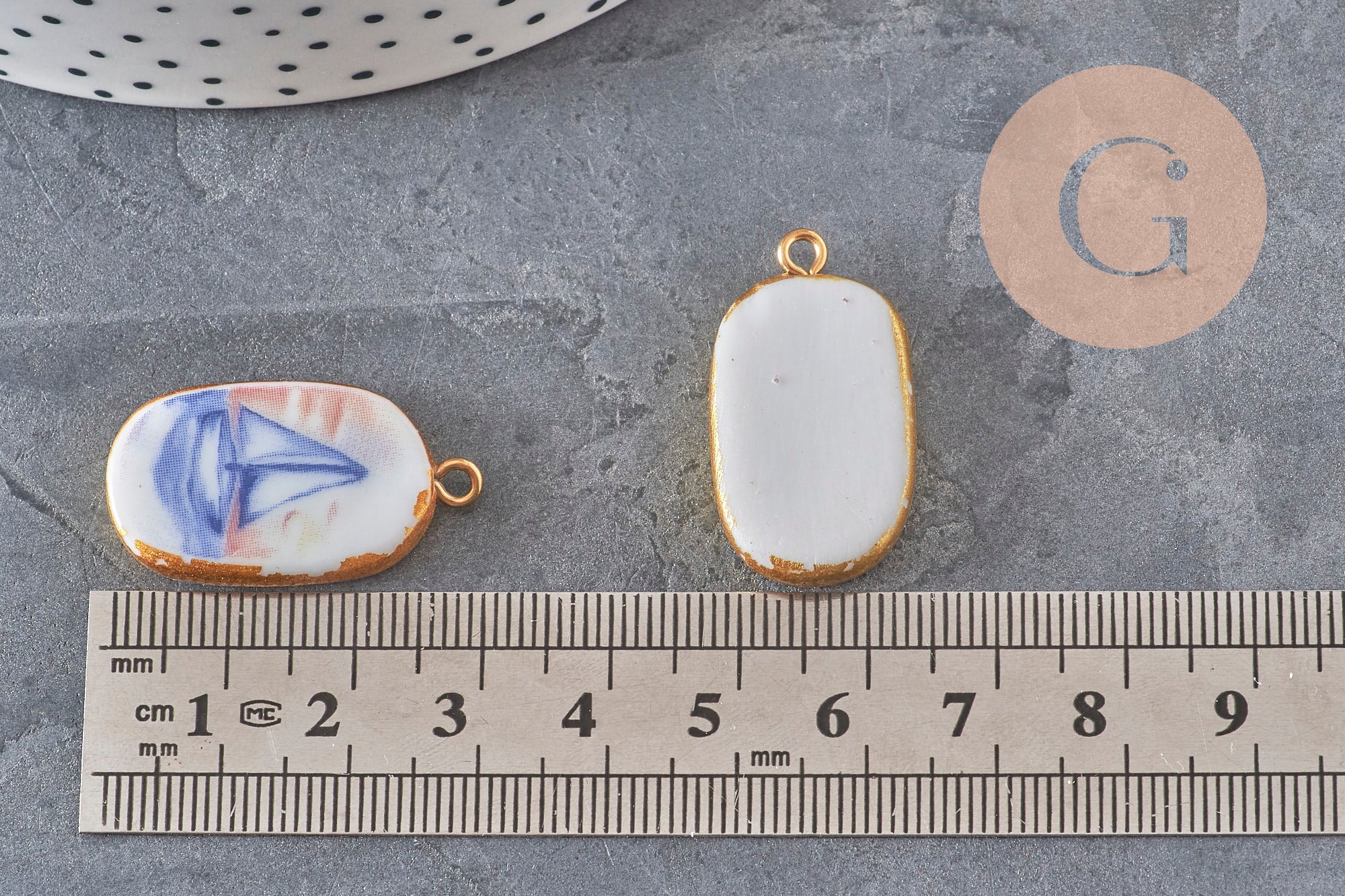 Gingerlily G11304 pendentif ovale céramique citrons 16mm doré