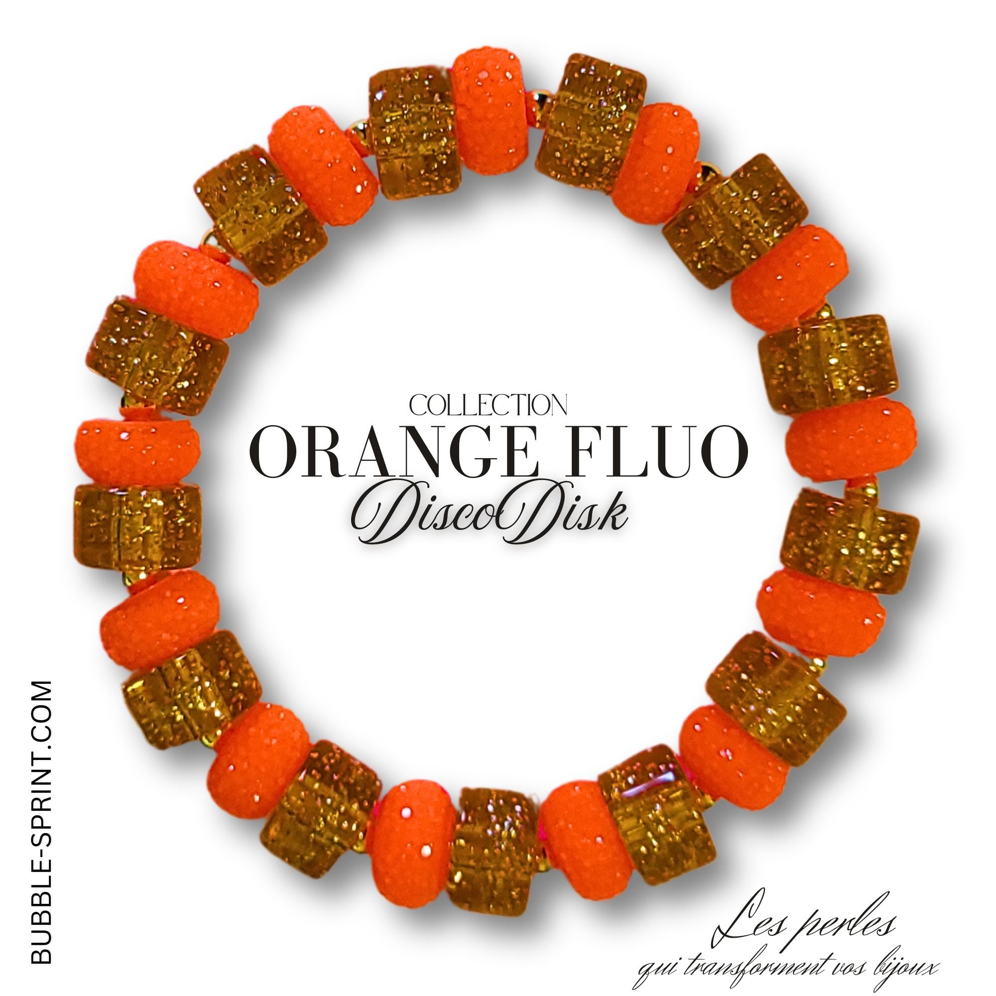 ARTSHOP DiscoDisk orange fluo kit bracelet perles acrylique