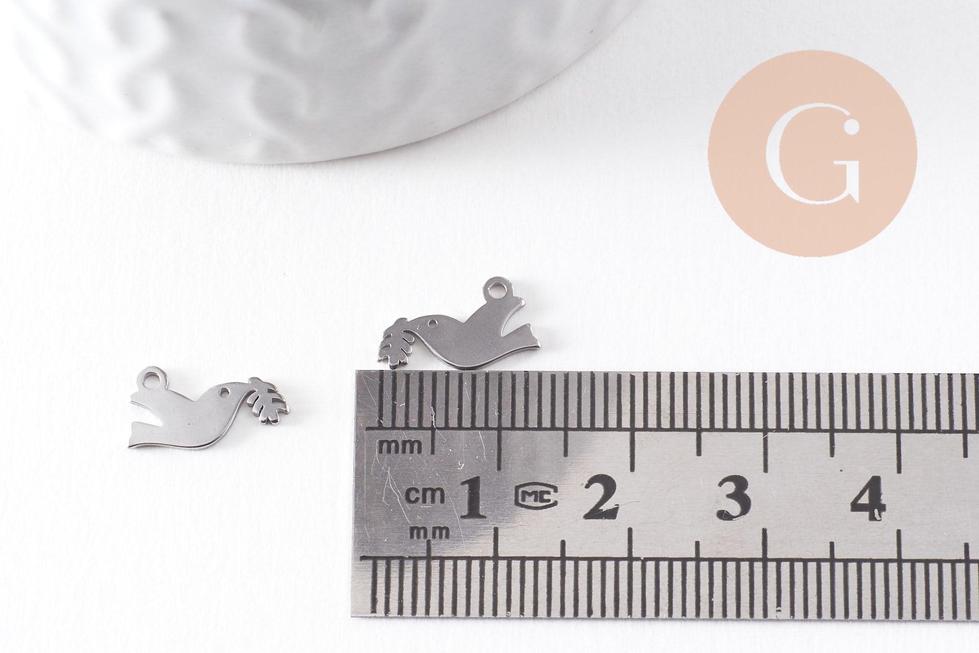 Gingerlily Colombe G9911 pendentif oiseau argenté 12mm x1