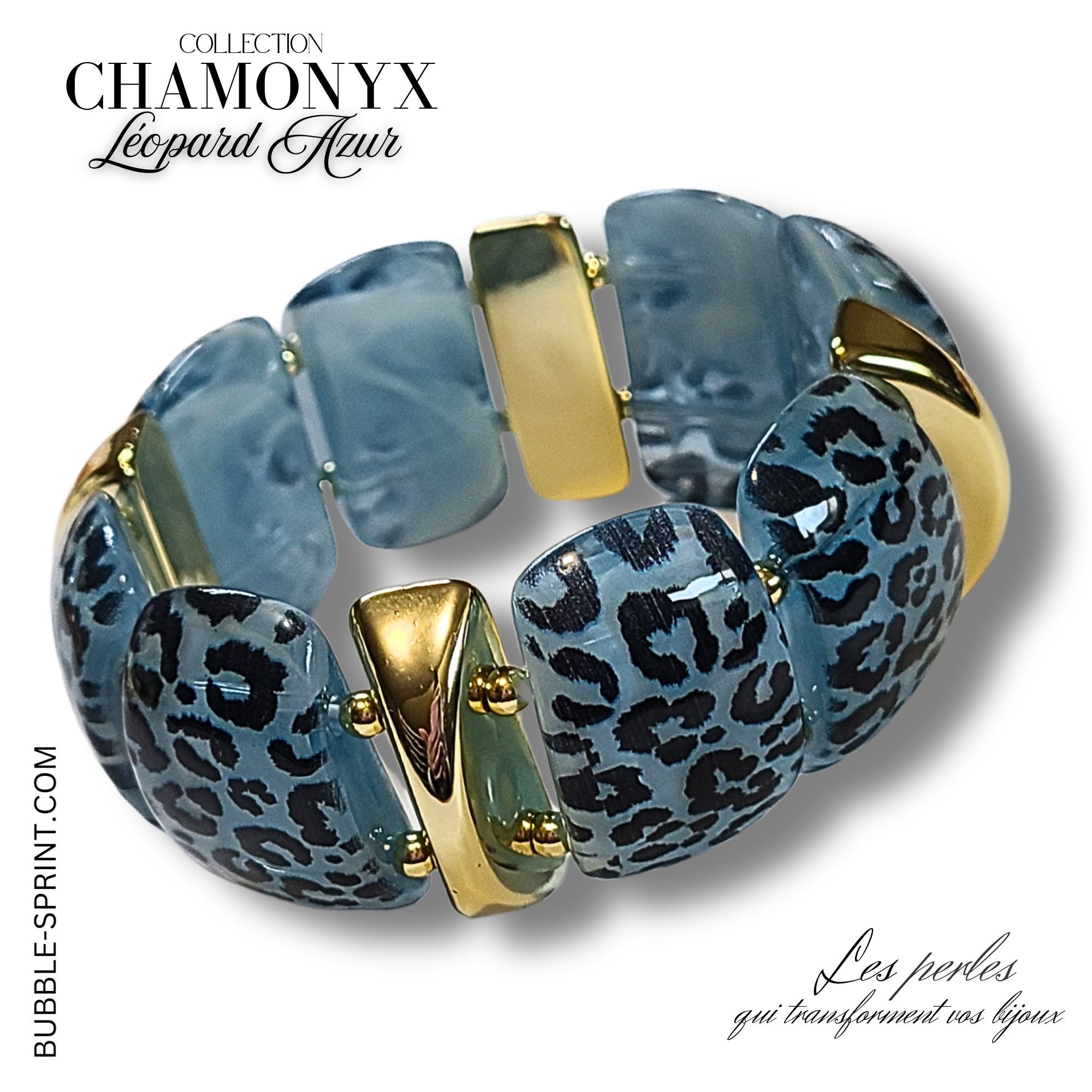 ARTSHOP Chamonyx kit bracelet léopard azur 5,5cm