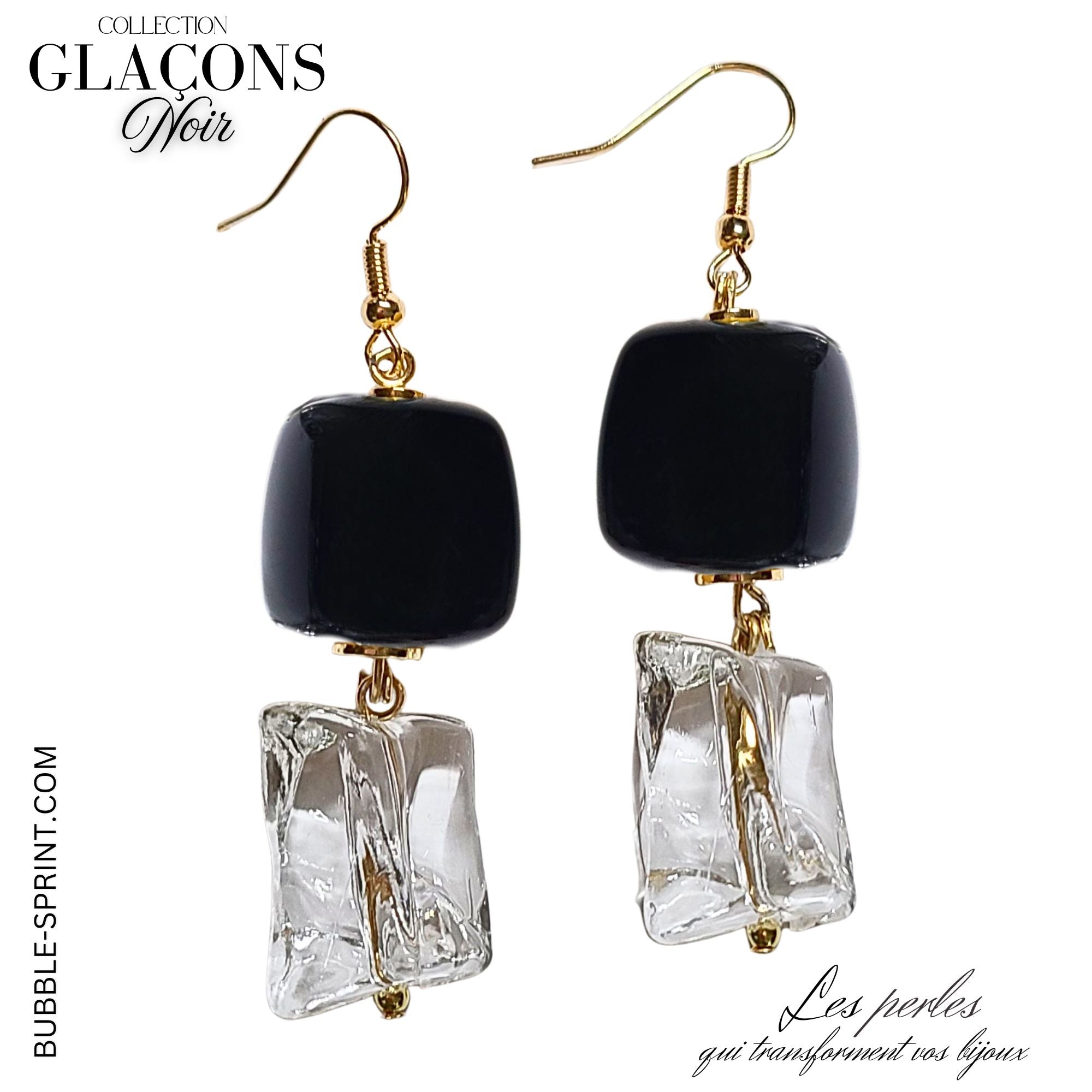 ARTSHOP Prêts-à-porter Glaçons boucle oreille noir kit