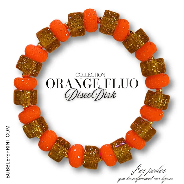 ARTSHOP DiscoDisk orange fluo kit bracelet perles acrylique