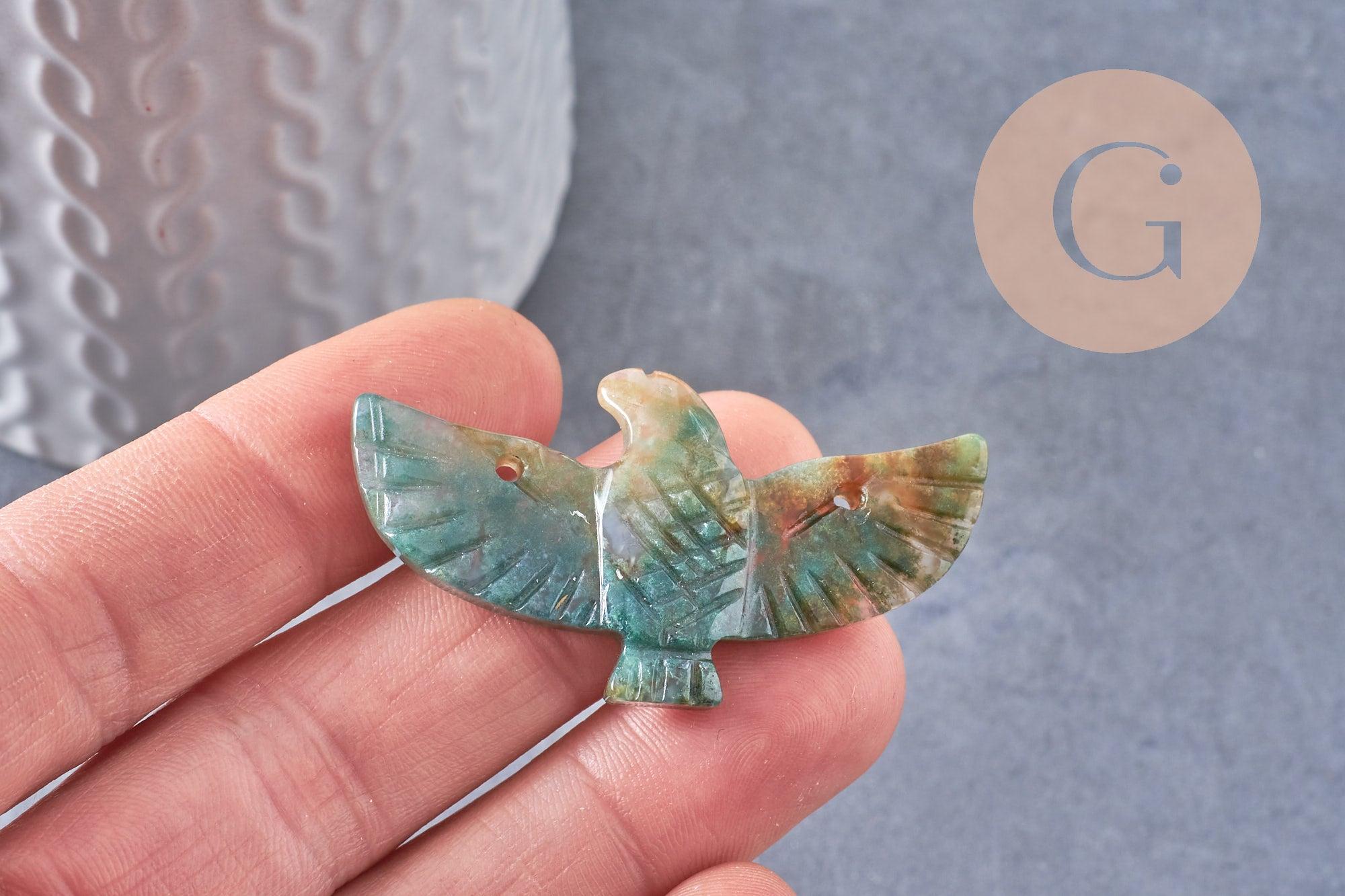 Gingerlily G10332 pendentif aigle pierre oeil de tigre 40mm x1