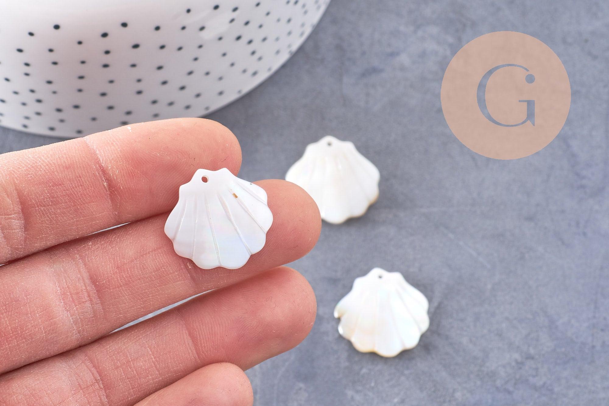 Gingerlily G10224 pendentif coquillage nacre blanche 21mm x2