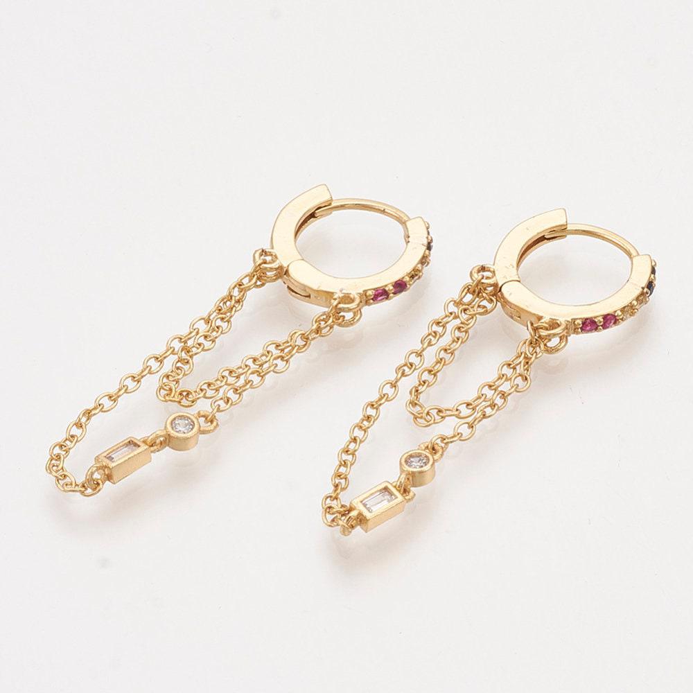 Gingerlily Boucles G3777 créoles laiton doré zircons x2