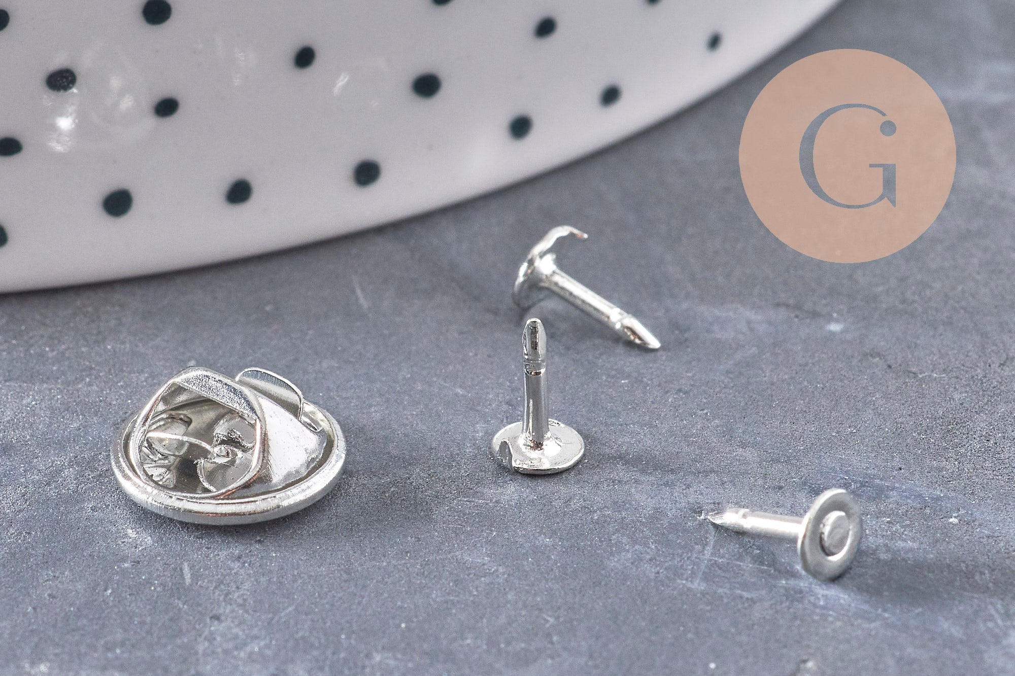 Gingerlily Apprêts DIY Attache pin's platine 11mm x5 G11030