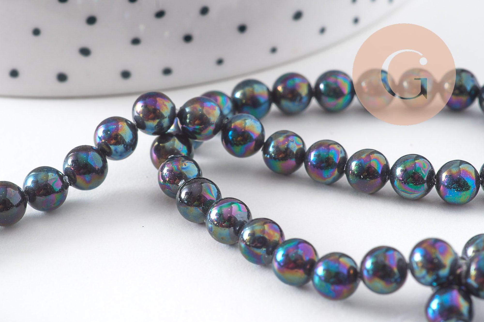 Gingerlily Perles nacre noire 6mm eau douce fil 40cm